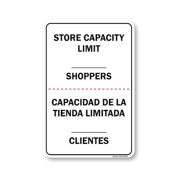 Public Safety, Store Capacity Limit Shoppers Spanish, 14in X 10in Aluminum, OS-NS-A-1014-25439