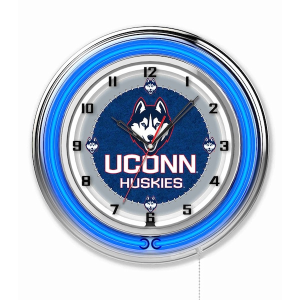 University of Connecticut Double Neon 19" Clock