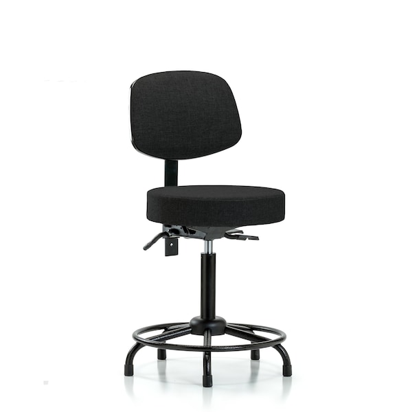 Bench Stool, Med, Fab, Bk, RT, Glides, Blk
