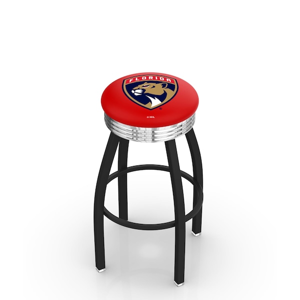 25" Blk Wrinkle Florida Panthers Swivel Bar Stool, Chrome Ring