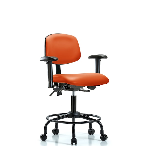 Desk Chair Desk Chair, RT AA, Casters Vinyl, Orange, Adjustable Arms, 21" to 26" Height, Vinyl