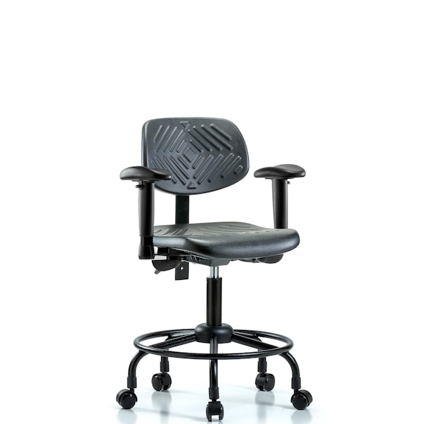 Desk Chair Desk Chair, Poly, RT Tilt AA Casters, Adjustable Arms, 19" to 23" Height, Black; Blue