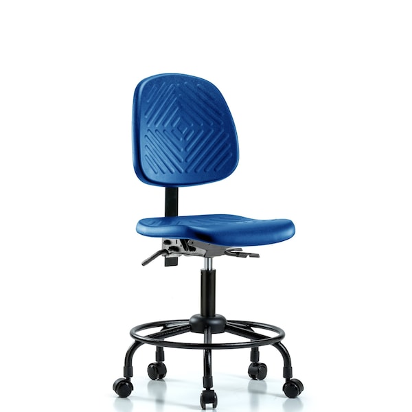 Poly Chair, Round Tube Base, Desk, Med Back, Casters, Blue