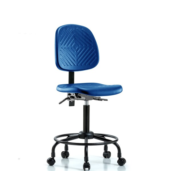 Poly Chair, Round Tube Base, Med Bench, Med Back, Casters, Blue