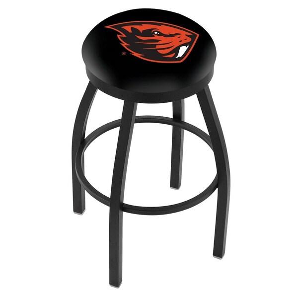 25" Blk Wrinkle Oregon State Swivel Bar Stool, Accent Ring