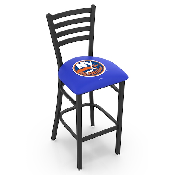 25" Blk Wrinkle New York Islanders Station Counter Stool, Ladder Back