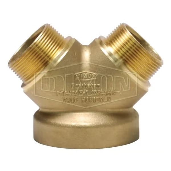 2-Way Outlet, 6 x 2-1/2 in, Male NST NH, Brass, Domestic