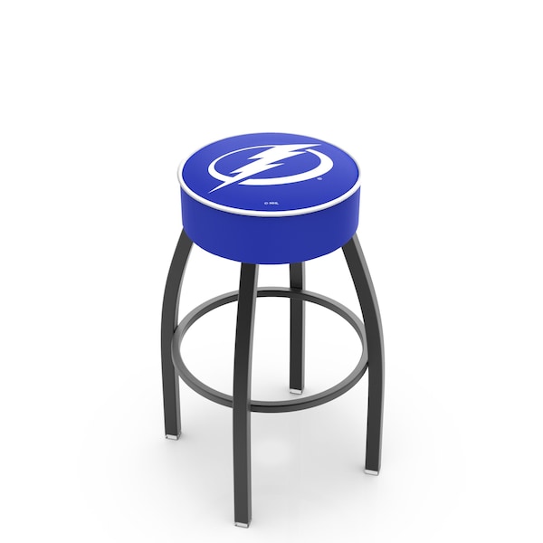 25" Tampa Bay Lightning Cushion Seat, Blk Wrinkle Base Swivel Bar Stool