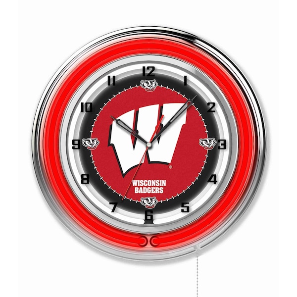 University of Wisconsin Double Neon 19" Clock (W)