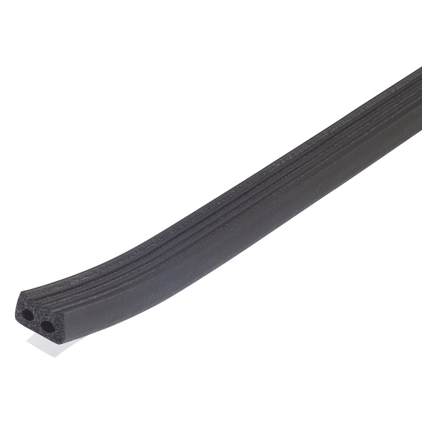 Weatherstrip, Ribbed, Black, Length 10 Ft.