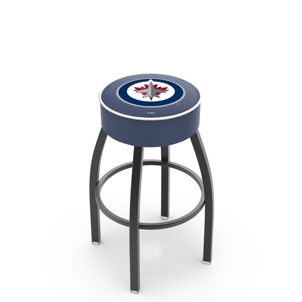 25" 4" Winnipeg Jets Cushion Seat, Blk Wrinkle Base Swivel Bar Stool