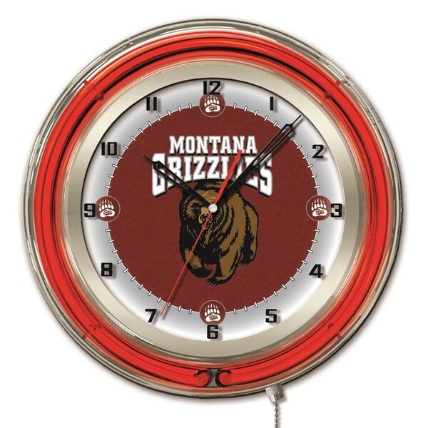 University of Montana Double Neon 19" Clock