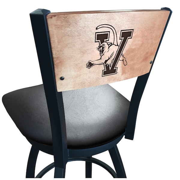 25" Blk Wrinkle Vermont Swivel Bar Stool, Laser Engraved Back