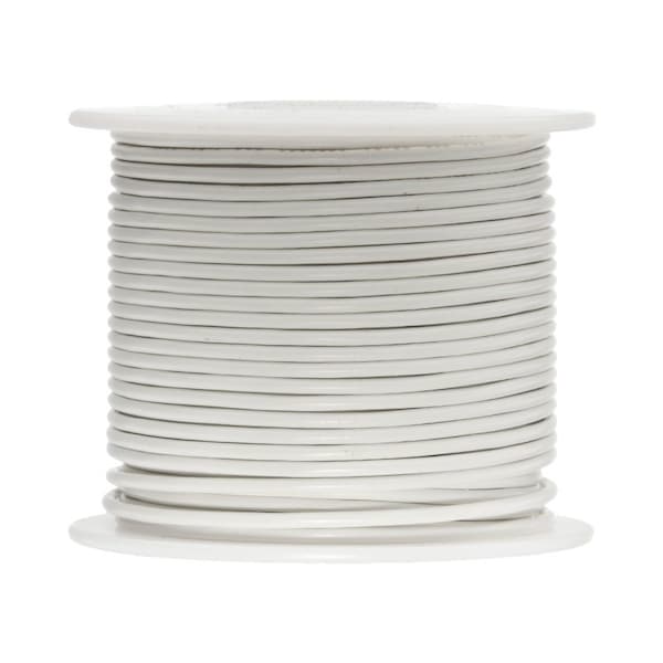 26 AWG Stranded Hook Up Wire, White, 100 ft, 0.039" Diameter, 300V