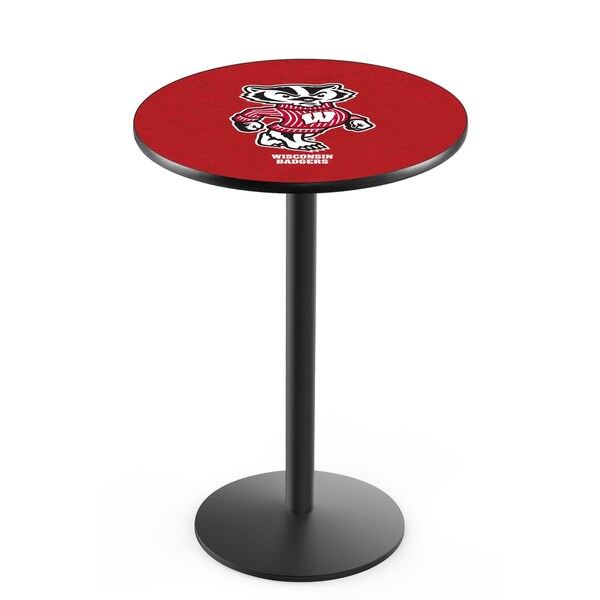 42" Blk Wrinkle Wisconsin "Badger" Pub Table, 36" dia. Top