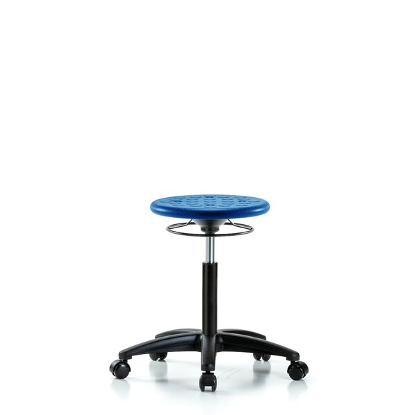 Huron Poly Stool, Med Bench, Casters, Blue
