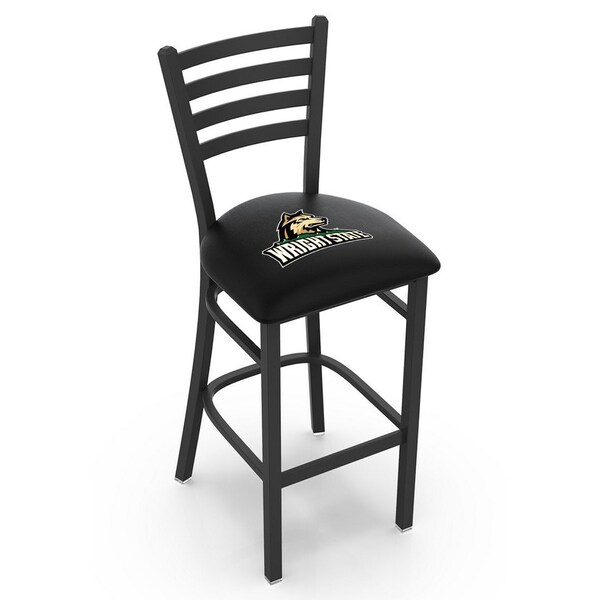 25" Blk Wrinkle Wright State Stationary Counter Stool, Ladder Back