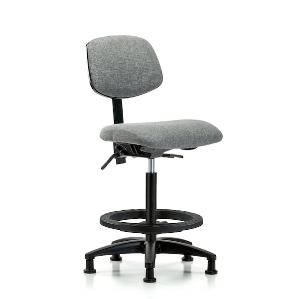Chair, Fabric, Hi Bench, BF Glides, Gry, No Arms, 26" to 35-1/2" Height, Grey