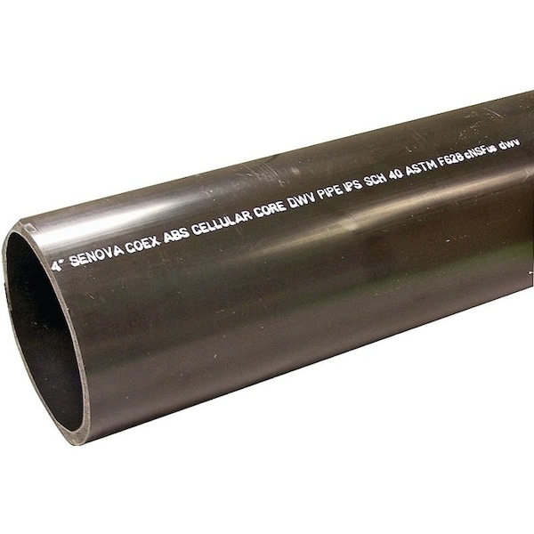 JM Eagle Pipe, 112 in, 10 ft L, DWV, Solvent Weld, SCH 40 Schedule, ABS