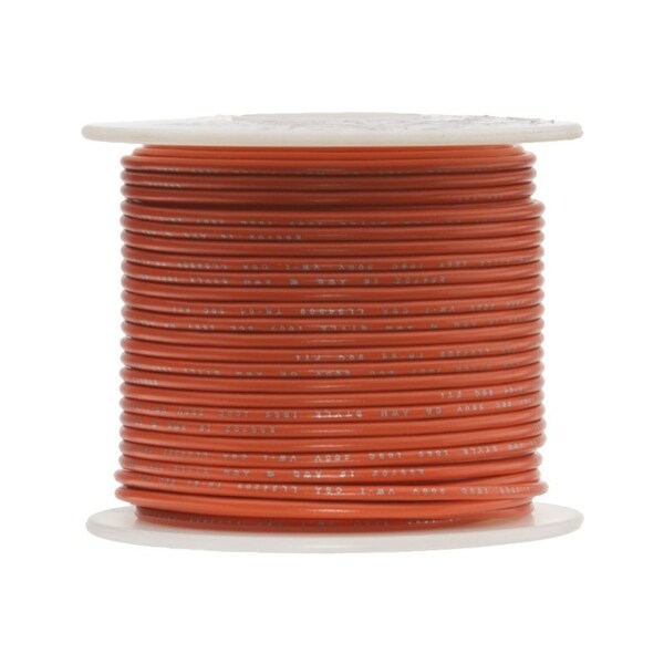18 AWG Gauge UL1061 Stranded Hook Up Wire, 300V, 0068 Diameter, Orange, 100 ft Length