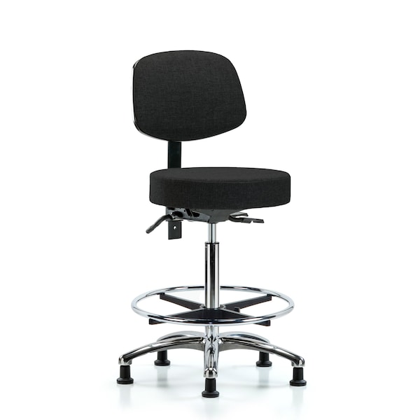 Bench Stool, Hi, Fabric, Bk, CF, Glides, Blk, Color: Black