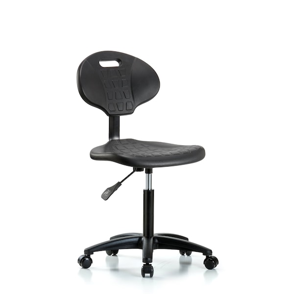 Erie Med Bench Chair, Casters, No Arms, 19" to 27" Height, Black; Blue