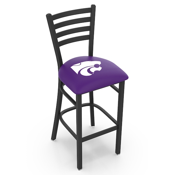 25" Blk Wrinkle Kansas State Stationary Counter Stool, Ladder Back