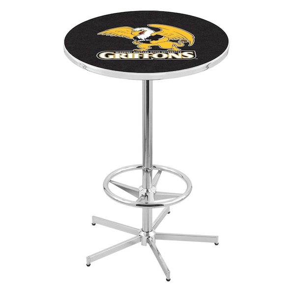 42" Chrome Missouri Western State Pub Table, 36" dia. Top