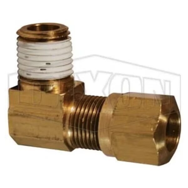 90Deg Air Brake Elbow, 17/32-24 x 3/8 in Nominal, Straight Male x Pipe End Style, Brass, Domestic