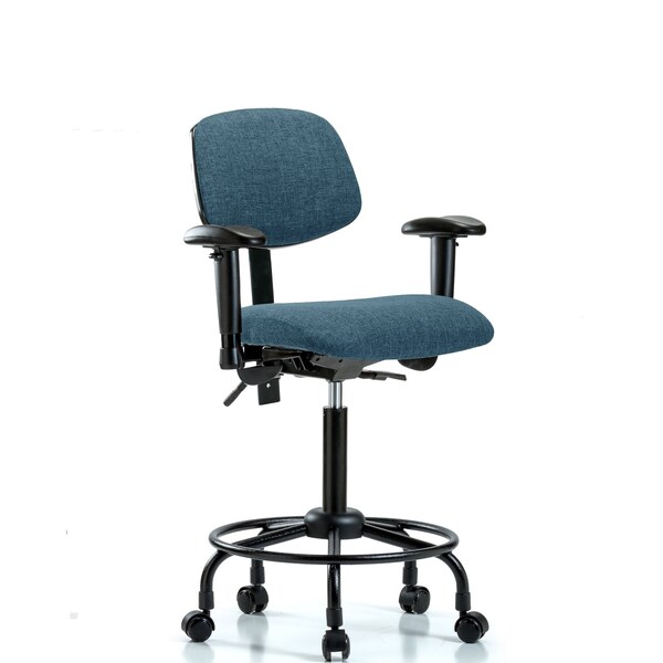 Chair, Fabric, Med Bench, RT AA Casters, Blu, 6-Way Adjustable, 22" to 29" Height, Blue