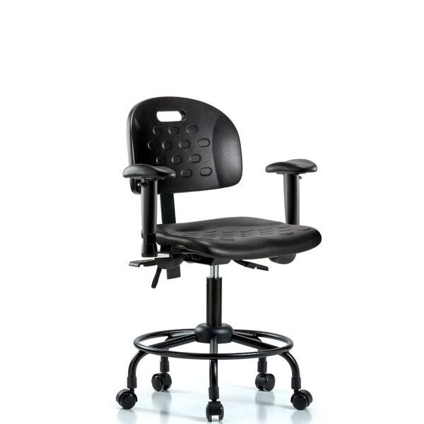 Desk Chair Newport Desk Chair, RT, AA, Casters, Adjustable Arms, 19" to 23" Height, Black; Blue
