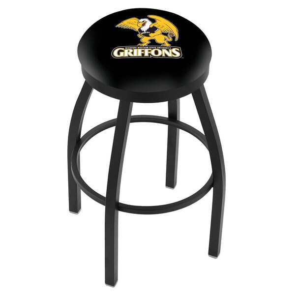 25" Blk Wrinkle Missouri Western State Swivel Bar Stool, Accent Ring