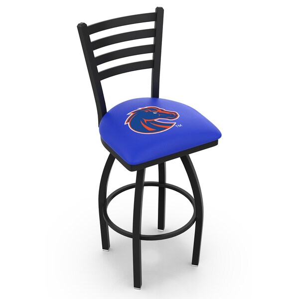 25" Blk Wrinkle Boise State Swivel Bar Stool, Ladder Back