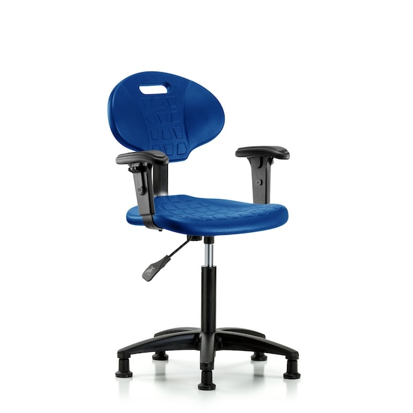 Erie Poly Chair, Med Bench, Arms, Glides, Blue