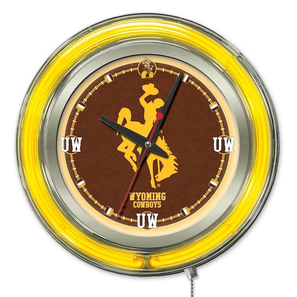 University of Wyoming Double Neon 15" Clock