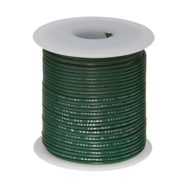 16 AWG Gauge UL1061 Stranded Hook Up Wire, 300V, 0080 Diameter, Green, 25 ft Length