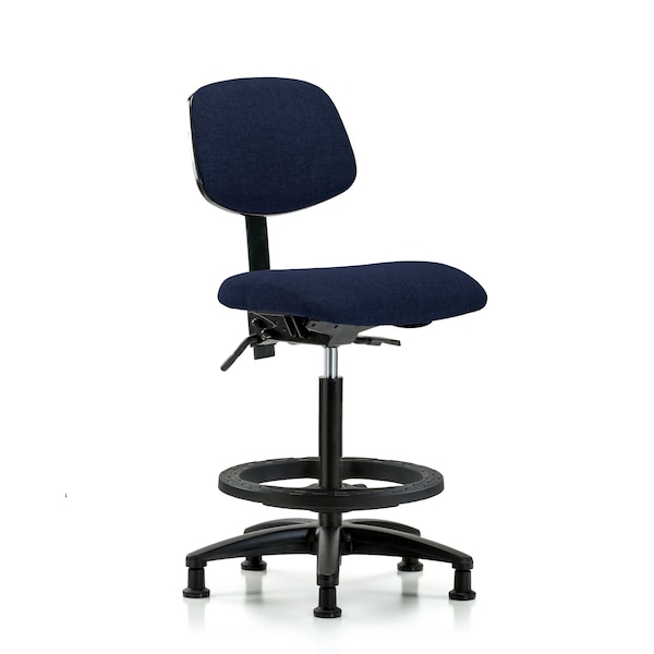 Chair, Fabric, Hi Bench, BF Glides, Nav, No Arms, 26" to 35-1/2" Height, Dark Blue