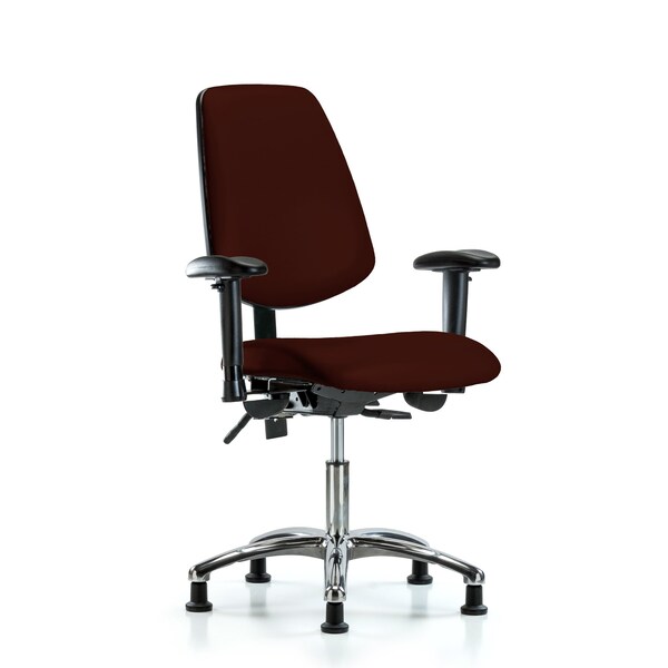 Desk Chair Desk Chair, Vin, Med, Bk, Chrm, AA, Glds, Burg, Adjustable Arms, 18" to 23" Height, Vinyl