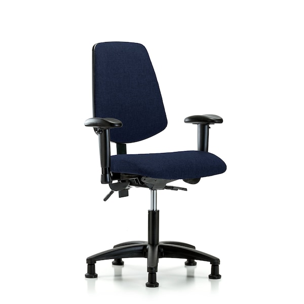 Desk Chair Fab Desk Chair, Med, Bk, Tilt AA Glds, Navy, Adjustable Arms, 19" to 24" Height, Fabric