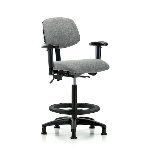 Chair, Fab, Hi Bench, Tilt AA BF Glides, Gry, 6-Way Adjustable, 26" to 35-1/2" Height, Grey
