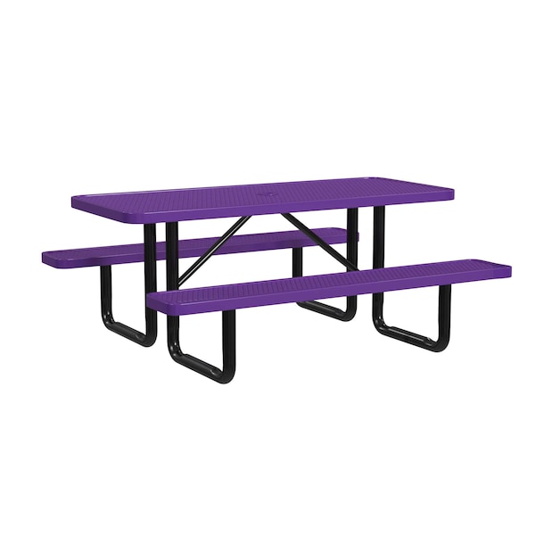 Rectangle Portable Picnic Table, Purple, 6 ft L