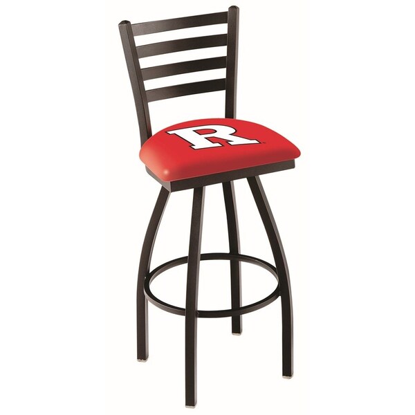 25" Blk Wrinkle Rutgers Swivel Bar Stool, Ladder Back