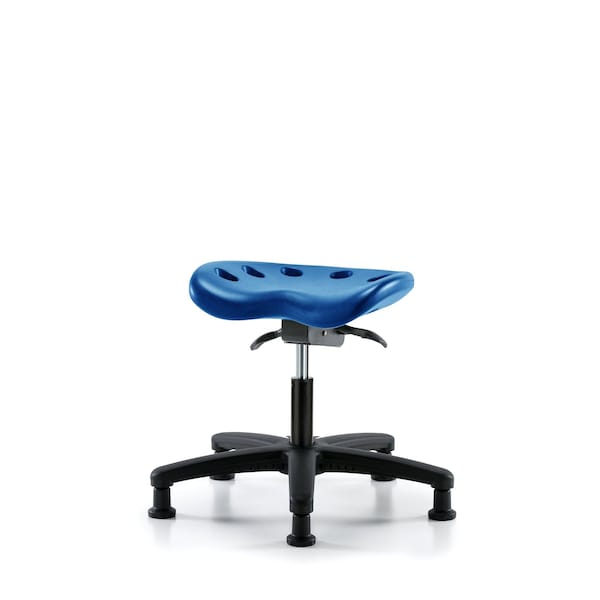 Poly Tractor Sit-Stand Stool, Desk, Glides, Blue