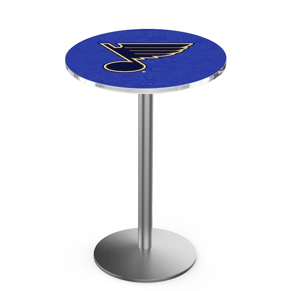 42" Stainless Steel St Louis Blues Pub Table, 36" dia. Top