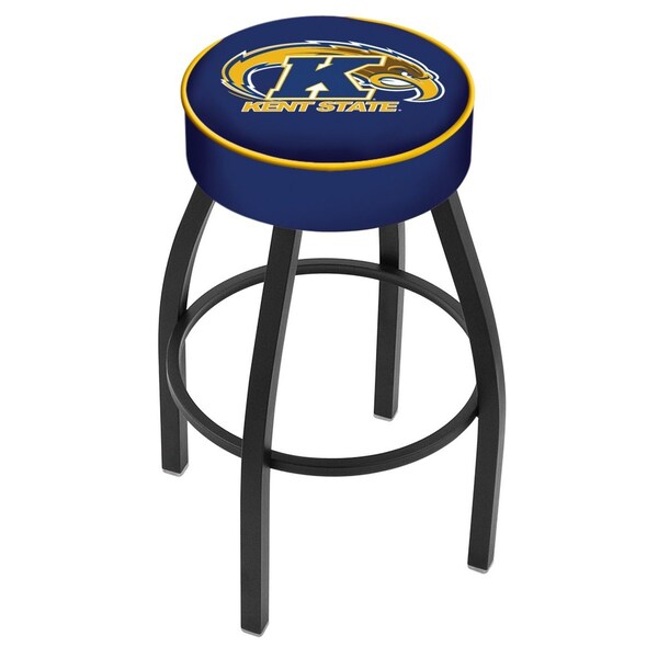 25" 4" Kent State Cushion Seat, Blk Wrinkle Base Swivel Bar Stool