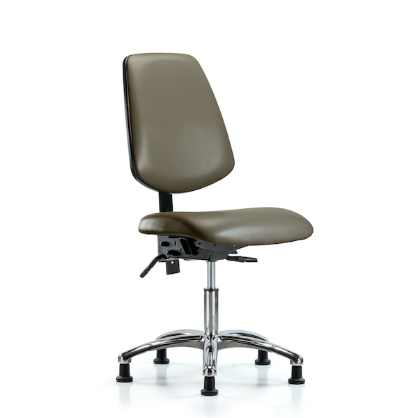 Vinyl Chair Chrome, Desk, Med Back, Tilt, Glides, Taupe