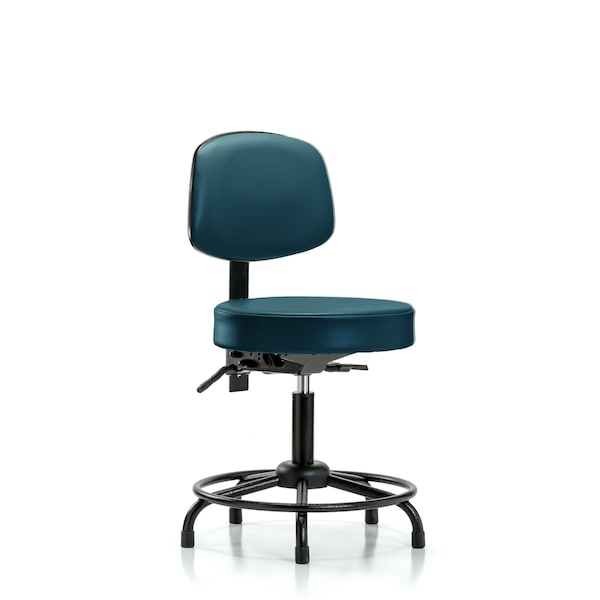 Vinyl Stool, Back, Desk, Round Tube Base, Glides, Royal