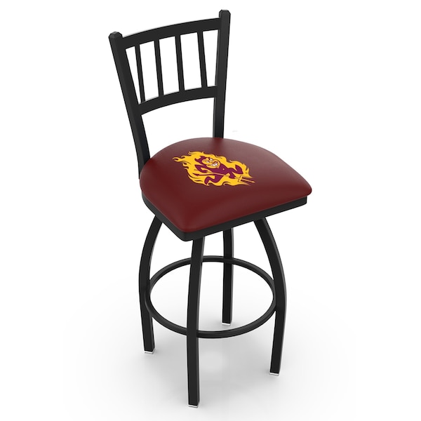 25" Blk Wrnkl Arizona State Swivel Bar Stool, Jailhouse Back, Sparky