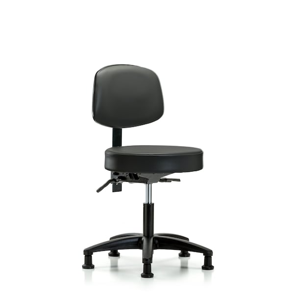 Vinyl Stool, Back, Desk, Glides, Carbon