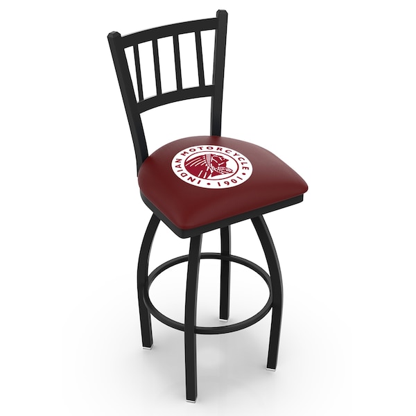 25" Blk Wrinkle Indian Motorcycle Swivel Bar Stool, Jailhouse Back